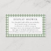Rustic Sage Gingham Display Baby shower Informatiekaartje (Voorkant)