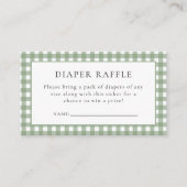 Rustic Sage Gingham Luier Raffle Baby shower Informatiekaartje (Voorkant)