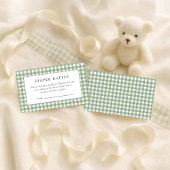 Rustic Sage Gingham Luier Raffle Baby shower Informatiekaartje