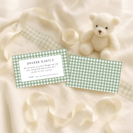 Rustic Sage Gingham Luier Raffle Baby shower Informatiekaartje