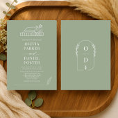 Rustic Sage Green Barn Farmhouse Wedding Kaart