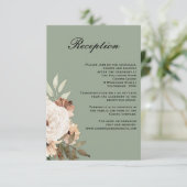 Rustic Sage Green Boho Wedding Reception Informatiekaartje (Staand voorkant)