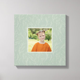 Rustic Sage Green Botanical Floral Custom Photo Canvas Afdruk