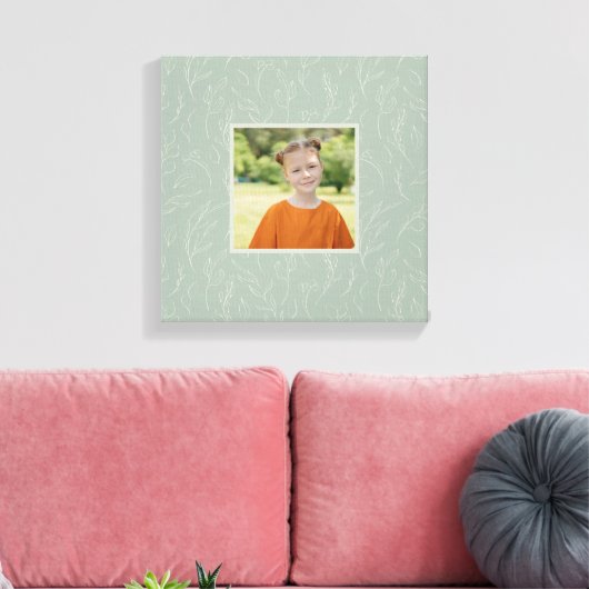 Rustic Sage Green Botanical Floral Custom Photo Canvas Afdruk (Insitu (Woonkamer))