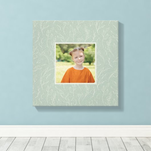 Rustic Sage Green Botanical Floral Custom Photo Canvas Afdruk (Insitu (Houten vloer))