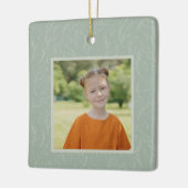 Rustic Sage Green Botanical Floral Custom Photo Keramisch Ornament (Links)