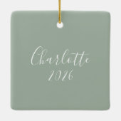 Rustic Sage Green Botanical Floral Custom Photo Keramisch Ornament (Achterkant)