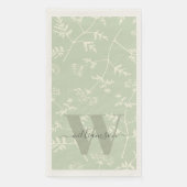 Rustic Sage Green Botanical Floral Monogramed Servet (Voorkant)