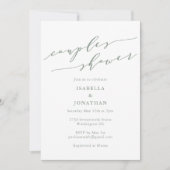 Rustic Sage Green Botanical Script Couples Shower Kaart (Voorkant)