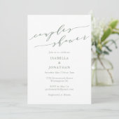 Rustic Sage Green Botanical Script Couples Shower Kaart (Staand voorkant)