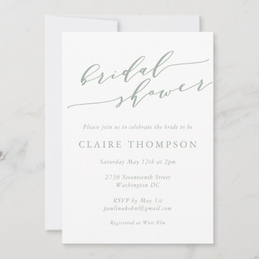 Rustic Sage Green Botanical Script Vrijgezellenfee Kaart (Voorkant)