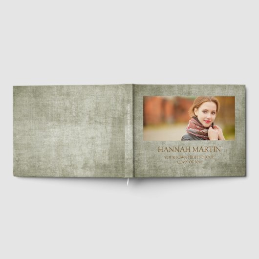 Rustic Sage Green Burlap Linen Afstuderen Gastenboek (Volledig)