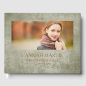 Rustic Sage Green Burlap Linen Afstuderen Gastenboek (Voorkant)