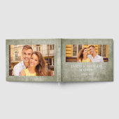 Rustic Sage Green Burlap Linen Two Photo Wedding Gastenboek (Volledig)