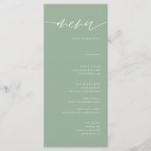 Rustic Sage Green Calligraphy Wedding Menu Cards (Voorkant)
