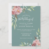 Rustic Sage Green Dusty Roos Boho Floral Kaart (Voorkant)