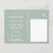 Rustic Sage Green Eat Drink Married Bull Skull Aankondigingskaart (Achterkant)