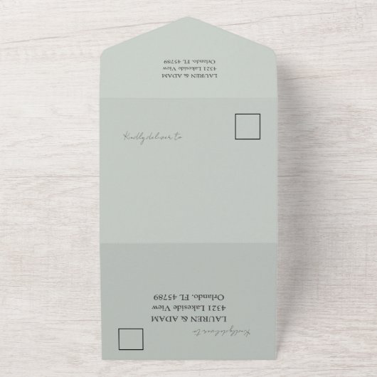 Rustic Sage Green Eucalyptus Wedding All In One Uitnodiging (Buitenkant)