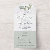 Rustic Sage Green Eucalyptus Wedding All In One Uitnodiging (Binnen)