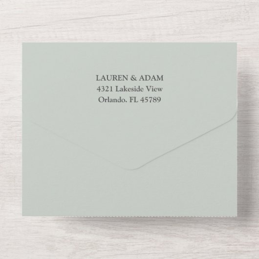 Rustic Sage Green Eucalyptus Wedding All In One Uitnodiging (Achterkant)