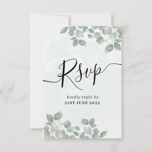 Rustic Sage Green Eucalyptus Wedding RSVP (Voorkant)