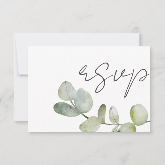 Rustic Sage Green Eucalyptus Wedding RSVP Kaartje (Voorkant)
