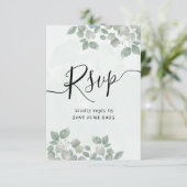 Rustic Sage Green Eucalyptus Wedding RSVP Kaartje (Staand voorkant)