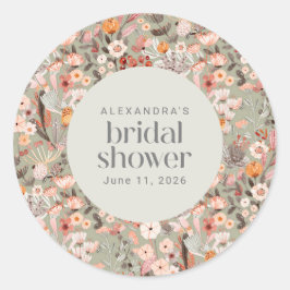 Rustic Sage Green Floral Boho Vrijgezellenfeest Aa Ronde Sticker