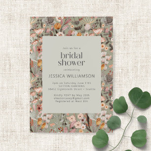 Rustic Sage Green Floral Boho Vrijgezellenfeest Kaart
