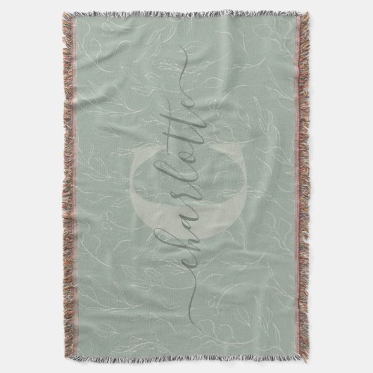 Rustic Sage Green Floral Pattern Persoonlijke naam Deken (Voorkant Verticaal)