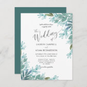 Rustic Sage Green Foliage Wedding Uitnodiging (Voorkant / Achterkant)