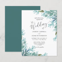 Rustic Sage Green Foliage Wedding Uitnodiging