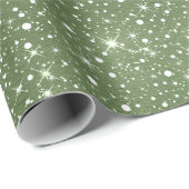 Rustic Sage Green & Galaxy Stars Falling Snow Cadeaupapier (Rol Hoek)