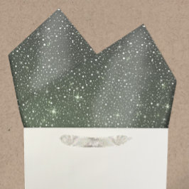 Rustic Sage Green & Galaxy Stars Falling Snow Tissuepapier