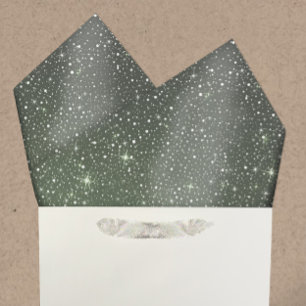 Rustic Sage Green & Galaxy Stars Falling Snow Tissuepapier