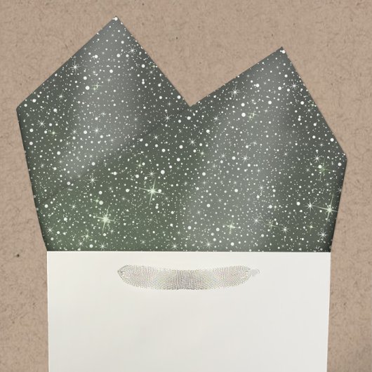 Rustic Sage Green & Galaxy Stars Falling Snow Tissuepapier