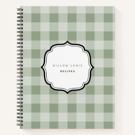 Rustic Sage Green Gingham Pset Pattern Recipe Notitieboek