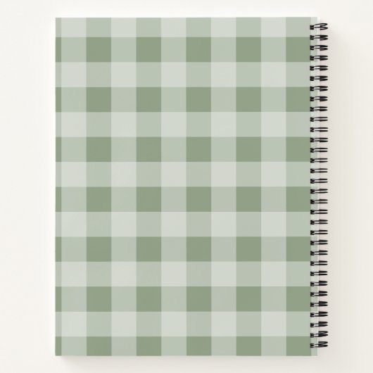 Rustic Sage Green Gingham Pset Pattern Recipe Notitieboek (Achterkant)