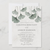 Rustic Sage Green Ginkgo leaf Wedding Kaart (Voorkant)
