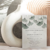 Rustic Sage Green Ginkgo leaf Wedding Kaart