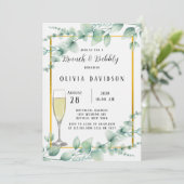 Rustic Sage Green Greenery Gold Brunch & Bubble Kaart (Staand voorkant)