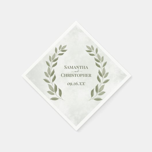 Rustic Sage Green Leaves Diagonal Wedding Servet (Hoek)