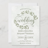 Rustic Sage Green Leaves Elegant Greenery Wedding Kaart (Voorkant)
