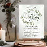 Rustic Sage Green Leaves Elegant Greenery Wedding Kaart<br><div class="desc">Deze mooie trouwuitnodiging bevat een stijlvol ontwerp met plakgroene waterverf bladeren en een modern schrift op een gemarmerde bleke kleurige achtergrond. Deze uitnodigingen zijn verfijnd,  klassiek en chic en zullen stijl en genade toevoegen aan je trouwfeest.</div>