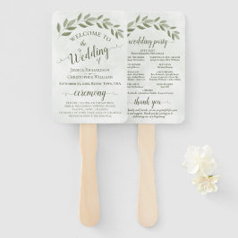 Rustic Sage Green Leaves Elegant Wedding Programme Handwaaier
