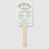 Rustic Sage Green Leaves Elegant Wedding Programme Handwaaier (Achterkant)