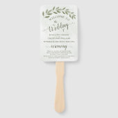 Rustic Sage Green Leaves Elegant Wedding Programme Handwaaier (Voorkant)