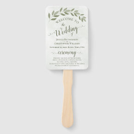 Rustic Sage Green Leaves Elegant Wedding Programme Handwaaier
