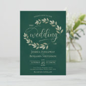 Rustic Sage Green Leaves Emerald Green Wedding Kaart (Staand voorkant)