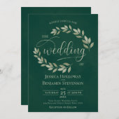 Rustic Sage Green Leaves Emerald Green Wedding Kaart (Voorkant / Achterkant)